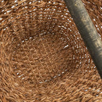 Creative Co-Op Bankuan Braided Oval Toilet Paper Basket with Wood Bar - color: Natural