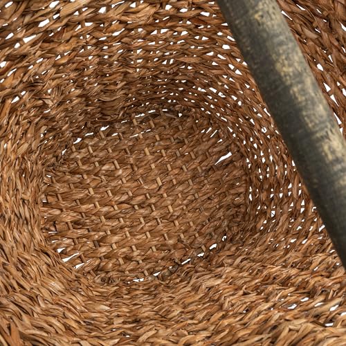 Creative Co-Op Bankuan Braided Oval Toilet Paper Basket with Wood Bar - color: Natural