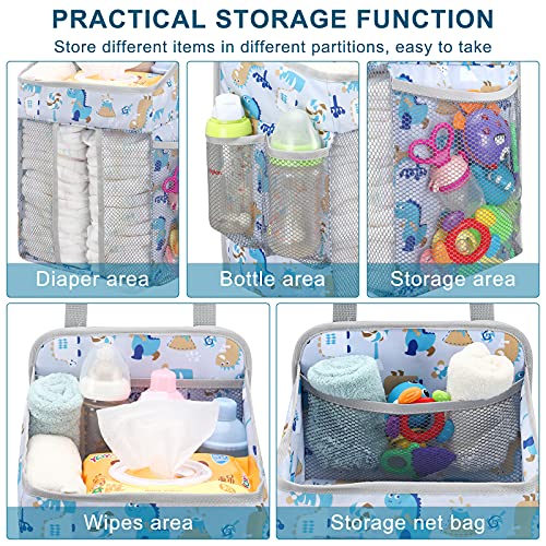Accmor Hanging Baby Diaper Caddy Organizer, Diaper Stacker, Baby Crib Hanging Classified Storage Bag Organizer for Changing Table, Crib, Playard or Wall & Nursery Organization, White - style: Style A-White