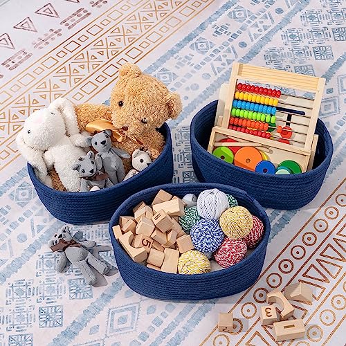 CubesLand Storage Basket, Cotton Rope, Navy Blue, 2 Pack, Organizing/Storage, Closet, Shelves, Decorative - color: Navy Blue, size: 2pcs-Small Basket