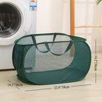4 Piece Popup Mesh Laundry Basket Durable Handles Collapsible Laundry Baskets Folding Clothes Pastic Hamper for Laundry Room College Dorm (Beige) - color: Beige