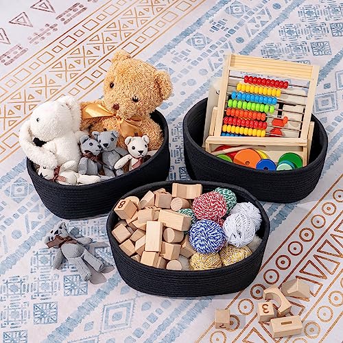 CubesLand Black Baskets Bins for Organizing,Small Woven Storage Baskets for Shelves,Cute Closet Cube Bins Set 3,Baby Nursery Toys Cube Bin,Home Decor Organization Storage - color: Black, size: 3pcs-Small Basket