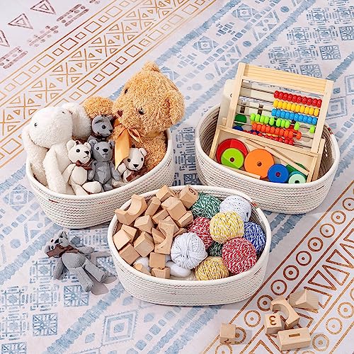 CubesLand Small Woven Baskets,Cute Baskets or Shelf Set 2,Cube Organizer Basket Bin,Soft Toys Storage Basket,Baby Nursery Basket Bin,Home Decor 12"D x 8"W x 5"H Rainbow Stitches - color: Rainbow Stitches, size: 2pcs-Small Basket