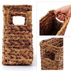 Yesland Hand-Woven Narrow Water Hyacinth Holder Wicker Basket, 15.5 x 5.5 x 9.75 Inch Decorative Magazine Storage Basket Bin for Home, Office, Desk