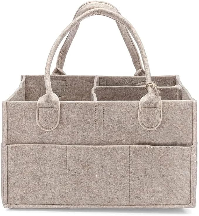 Portable Diaper Caddy Organizer - Multifunctional Storage Basket for Changing Table, Car & Travel | Machine Washable Gift for New Moms - color: Grey