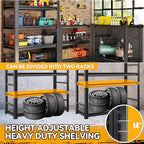 78" H Garage Shelving Heavy Duty, 5 Tier Shelving Unit, 2500LBS Industrial Metal Garage Shelves, Adjustable Utility Shelf Organizer Storage, Use for Basement, Warehouse, Pantry Closet, Black - size: 47.3"W x 18"D x 77.5"H