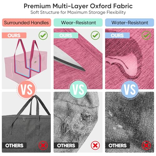 BALEINE Extra Large Storage Tote with Zippers & Carrying Handles, Heavy-Duty Oxford Fabric Moving Bags for Laundry, Space Saving, Storage, 2-Pack, Berry Red - color: Berry Red, size: 2-Pack