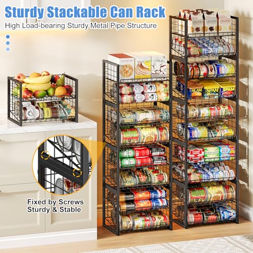 X-cosrack 2-Tier Stackable Can Organizer for Pantry, 3 Packs Adjustable Pantry Organizer Storage for Canned Food Goods Soda, Sturdy Canning Rack Can Dispener Storage Holder for Pantry Kitchen, Black - size: 3 Packs 6 Tier