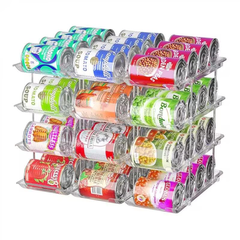 Attelite Can Organizer for Pantry, 3 Sets 4 Tiers Can Storage Organizer Pantry,Soda Can Organizer for Fridge 48 Cans Rack Automatic Rolling Stackable Canned Food Organizer,Clear - size: 4tier*3sets