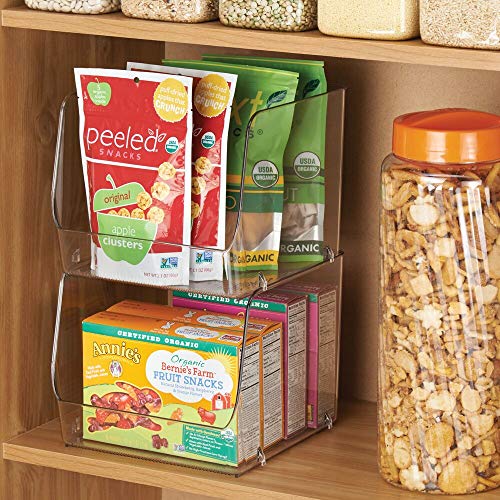 mDesign Modern Stackable Plastic Open Front Dip Storage Organizer Bin Basket for Kitchen Organization - Ligne Collection - 2 Pack - Clear - size: 7.75 x 7.75 x 6.25 (Pack of 2)