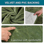 Velvet Quilted Armrest Covers - Water-Resistant Sofa Arm Protectors Set of 2 with Side Pocket Organizer, Non-Slip Furniture Covers for Chairs & Couches (Loden) - color: Loden