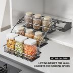 3-Tier Pull Down Spice Rack Organizer for Inside Cabinet Pantry Expandable Display Riser Shelf Kitchen Seasoning Shelf(27.5cm/10.8in) - size: 27.5 cm/10.8 in/Gun