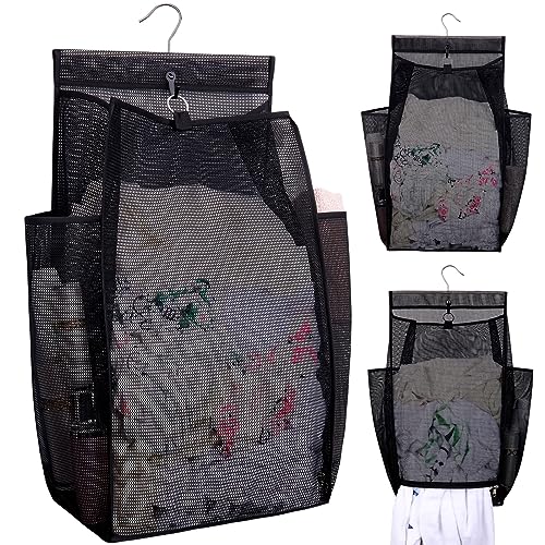Hanging Collapsible Breathable Mesh Laundry Hamper,Fast Drying Portable Space Saving Storage Bag,Rv Laundry Hamper,Applied to College Dorm Rooms, Gym, Swimming and RV Travel (Black) - color: Black
