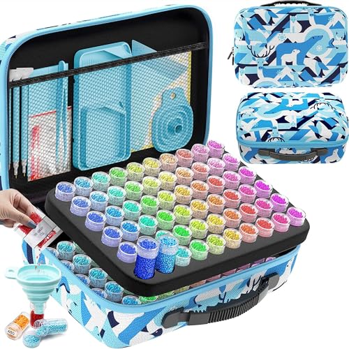 ARTDOT 120 Slots Storage Container for Diamond Art Kits for Adults, Portable Bead Storage Boxes for Diamond Painting Accessories and Tools - color: Blue, size: Large