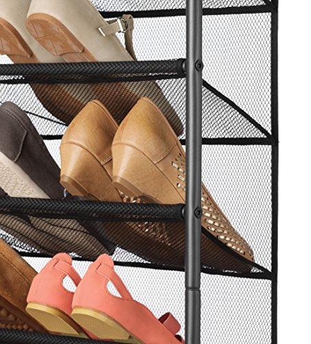 Whitmor 36 Pair Over the Door Shoe Organizer, 12 Tier Hanging Shoe Organizer, Heavy Duty Metal & Mesh Shoe Holder, Hanging Shoe Rack for Closet Storage, 69"L x 21.7"W x 7.5"H, Gunmetal Gray - color: Gunmetal Gray, size: Shoe Rack