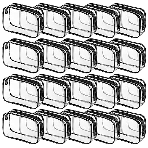 20 Packs Clear Cosmetics Bags for Women Men Waterproof Toiletry Bags PVC Makeup Bags Organizer Case with Zipper for Travel Bathroom (Black) - color: 20 Black Colors