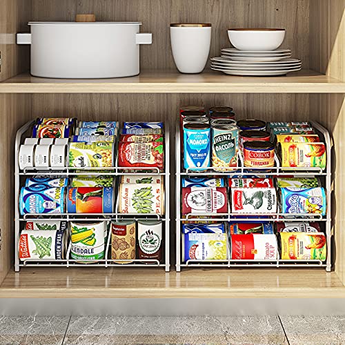 AIYAKA Can Rack Organizer, 3 Tier Stackable Can Storage Dispenser,for Food Storage, Kitchen Cabinets or Pantry, Storage for 36 Cans, Silver - color: Silver