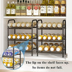 GILLAS 3 5 6 7 8 Tier Water Bottle Storage, Metal Beverage Can Rack,Large Capacity Bottled Rack Water Bottle Holder Stand for Cabinet, Countertop Kitchen, Party, Black - size: 3 Tier Without Wooden Top