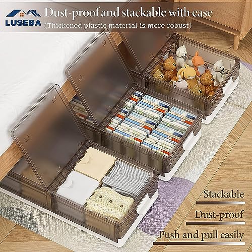 Under Bed Storage Containers - 3Pack, Stackable Under Bed Rolling Storage Plastic Containers, 11.5Gal Storage Bins with Wheels, Multi-purpose Storage Bins with Lids for Clothes, Shoes, And Duvets - size: 11.5Gal - 3 Pack
