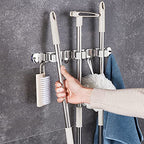 Broom Mop Holder Wall Mount Cleaning Tool holder, Heavy Duty Stainless Steel Broom Hanger Rack Hook Organizer, Garage Storag Racks wall Mounted Broom Hanger for Home, Kitchen, Garden, Garage, Landry