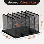 Kuntine.B Desk File Organizer Upright Mesh Desktop Organizer File Sorter Office Organization File Holder for Home, Office & Classroom (Black, 2 Pack 5-Section)