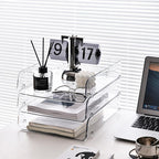 Gagee 2 Pack Paper Organizer for Desk,Clear Stackable Paper Sray Holder ﻿, Office Desk Organizer for Notes, Pens, File, Document - size: 2 Vertical