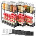 SpaceAid Pull Out Spice Rack Organizer for Cabinet, Heavy Duty Slide Out Seasoning Kitchen Organizer, Cabinet Organizer, with Labels, 7.7" W x10.75 D x10 H, 3 Drawers 2-Tier - style: Three 2"W Drawers, 2-Tier
