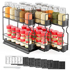 SpaceAid Pull Out Spice Rack Organizer for Cabinet, Heavy Duty Slide Out Seasoning Kitchen Organizer, Cabinet Organizer, with Labels, 7.7" W x10.75 D x10 H, 3 Drawers 2-Tier - style: Three 2"W Drawers, 2-Tier