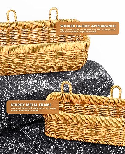 AceList Wall Hanging Basket, Boho Style Hand-Woven Hanging Storage Baskets - Set of 2, Ideal for Boho Room Decor, Kitchen, Garden, and Living Room - color: logs, size: 2 pc (medium)