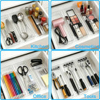 14 Pcs Clear Plastic Drawer Organizer Tray with 2 Pcs 15"x6" Extra Large Trays, Multi-Purpose Storage Bins for Vanity, Makeup, Kitchen Utensils, Bathroom, Office Desk, Auto Tools & Craft Supplies - size: 2 Pack 15×6", 3 Pack 9×6", 9 Pack 3×6"