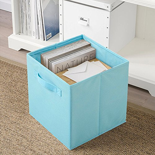 PowerKing Collapsible Storage Cubes with Handles, Fabric Foldable Bins for Closet Shelves, Durable Organization Storage Bins, 10.5'' x 11'' x 10.5'', 6 Pack, Blue - color: Blue, size: 6Pack