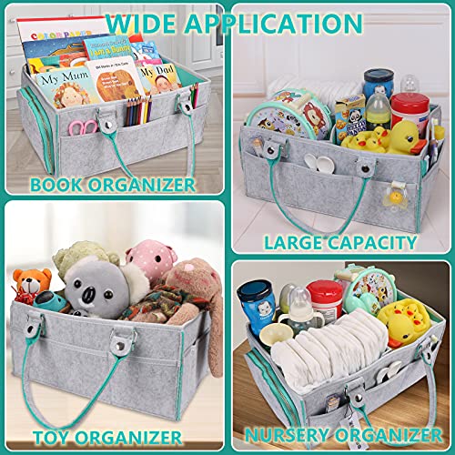 Baby Diaper Caddy Organizer for Boy or Girl Large Nursery Storage Bin Basket Portable Holder Tote Bag for Changing Table and Car Baby Shower Gifts Newborn Essentials Stuff Registry Must Haves Item - color: green