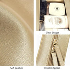 LETGO Clear Makeup Bags, TSA Approved Toiletry Bag with Zipper, Clear Makeup Organizer Fit Carry-on Travel Essentials,Clear Cosmetic Bags for Women Men (C-Gold) - color: C-Gold