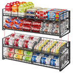 3 Tier Stackable Can Rack Organizer for Pantry Shelf, Adjustable Extra-Long Can Holder for Kitchen Storage, Sturdy Standing Rolling Can Dispenser for Canned Food Goods Drink Soup up to 96, Black - style: Length（29.72’‘）-3Tier