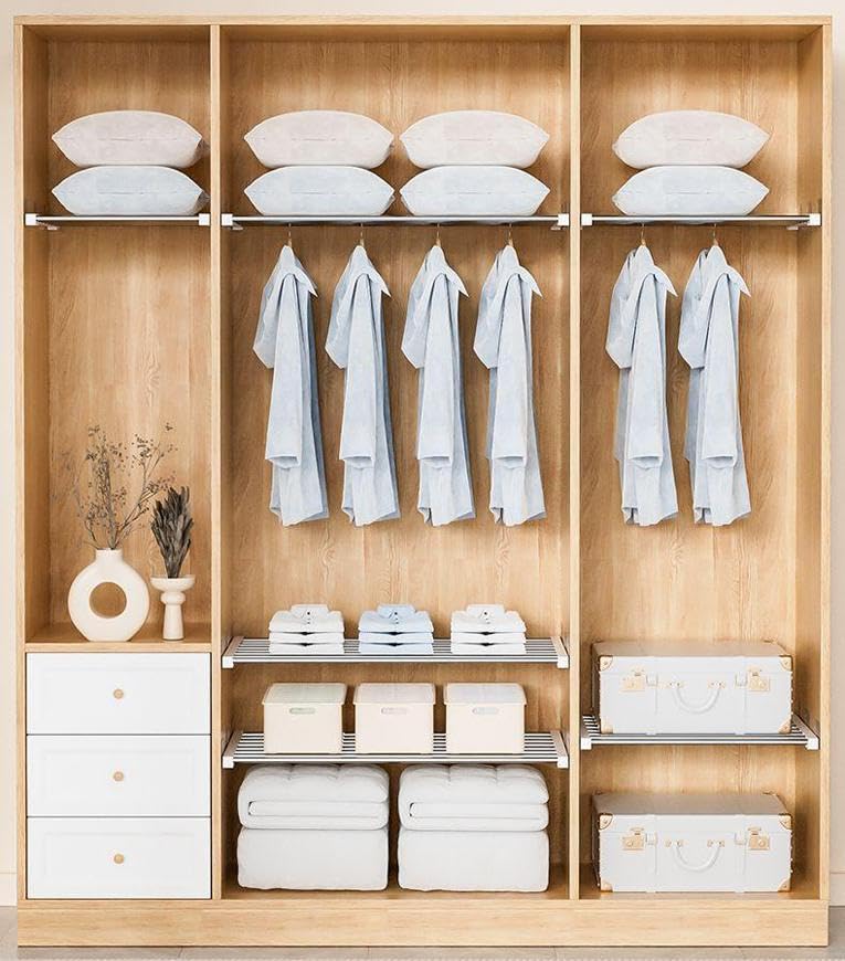 Closet Tension Shelf DIY Divider Metal Expandable Rod Adjustable Closet Shelves Organizer Scalable Layered Separators for Cabinet Storage Locker Clothes (16.5'' Wide,9.8''-15.7'' Long) - size: 9.8''-15.7'' Long