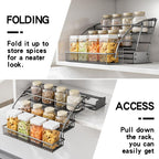 3-Tier Pull Down Spice Rack Organizer for Inside Cabinet Pantry Expandable Display Riser Shelf Kitchen Seasoning Shelf(27.5cm/10.8in) - size: 27.5 cm/10.8 in/Gun