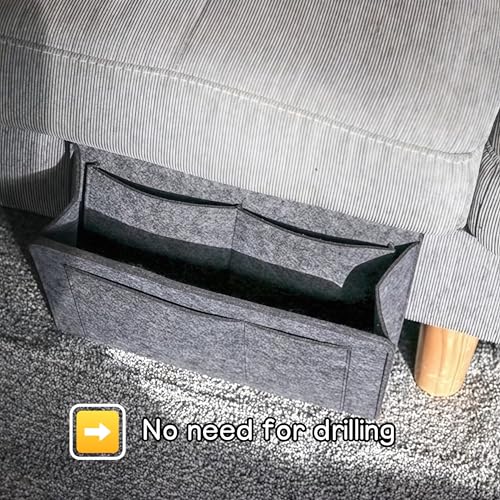 1PC Felt Hanging Storage Organizer Bag 6-Pocket Wall Mounted Holder for Remote Control Phone Tissue Bedside Sofa Caddy, Black - color: Black