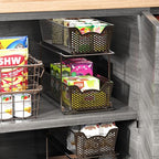 Simple Houseware Cabinet 2 Tier Perforated Basket Drawer, Bronze - 2 Pack - color: Bronze, size: 2-Pack