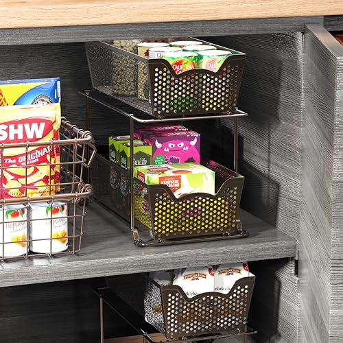 Simple Houseware Cabinet 2 Tier Perforated Basket Drawer, Bronze - 2 Pack - color: Bronze, size: 2-Pack