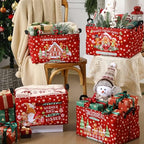4 Pack Christmas Storage Bin Collapsible Large Christmas Gingerbread Man Storage Baskets for Gifts Canvas Laundry Basket Foldable Box with Handle for Office Home Bedroom Clothes Toys Decor - style: Gingerbread Man