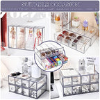 Desk Organizer with 8 Drawers, FODIENS 2 Packs Stackable Desktop Storage Box with Removable Drawer, Clear Sunglasses Organizer Display Case for Stationery Marker Pens Eyeglasses Office Supply - style: 2 Layers - 8 Drawers
