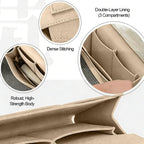 Bedside Storage Organizer with Pockets, Bedside Caddy, Table Cabinet Storage Organizer for TV Remote Control, Phones, Magazines, Tablets, Accessories, Living Room Office Chair Stowage Solution, Beige