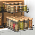 BOIVSHI 2-Tier Spice Rack, Pull Out Cabinet Organizer Spice Racks Height Adjustable Heavy Duty Metal Basket for Inside Cabinets & Pantry Closet(9.5''Wx10.5''Dx9.5''H) - size: 2 Tier,9.5''Wx10.5''Dx9.5''H
