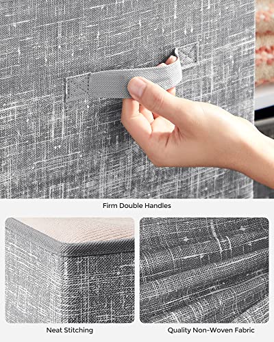 SONGMICS Storage Cubes, 11.8-Inch Non-Woven Fabric Bins with Double Handles, Set of 6, Closet Organizers for Shelves, Foldable, for Clothes, Cattail Gray UROB030G01 - color: Cattail Gray, size: 11.8"L x 11.8"W x 11.8"H