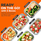 NutriChef 10-Piece Superior Glass Food Storage Containers Set (5 Containers + 5 Locking Lids),Stackable Meal-prep Design, BPA-free Airtight Clear Locking lids with Vent Lids & Air Hole, Wave - color: Wave Green