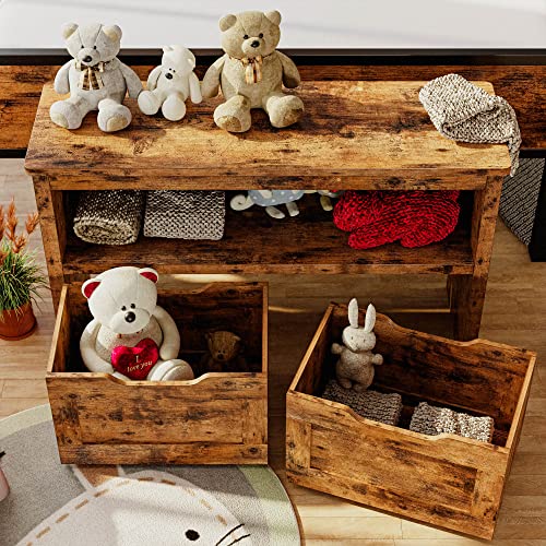 IRONCK Toy Storage Organizer with Drawers, Floor Toy Box with Wheels and Shelf, Storage Chest for Nursery, Playroom, and Bedroom, Vintage Brown - color: Vintage Brown