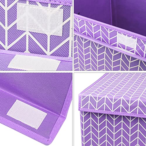 Mayniu Large Toy Box Chest with Flip Lid, Toy Storage Organizers Bin Boxes Basket with Sturdy Handles for Boys, Girls, Kids, Nursery, Playroom, Living Room, Bedroom, (Purple) - color: Large Purple