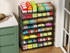3 Tier Stackable Can Rack Organizer for Pantry Shelf, Adjustable Extra-Long Can Holder for Kitchen Storage, Sturdy Standing Rolling Can Dispenser for Canned Food Goods Drink Soup up to 96, Black - style: Length（29.72’‘）-3Tier