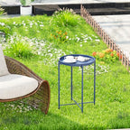 Garden 4 you Small Side Table, Blue Mini Round End Table, Tray Table with Metal Frame, Modern Nightstand for Living Room, Bedroom, Patio, Small Space, 1pcs - color: Blue, size: 1 PCS
