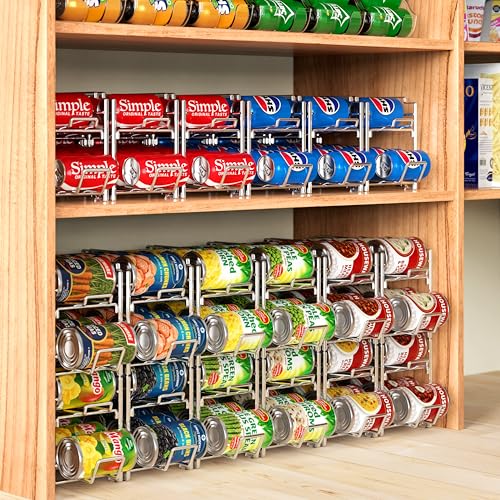 Simple Houseware Soda Can Organizer Stackable Rack Dispenser for Pantry/Refrigerator, Chrome, 4 Pack - color: Chrome